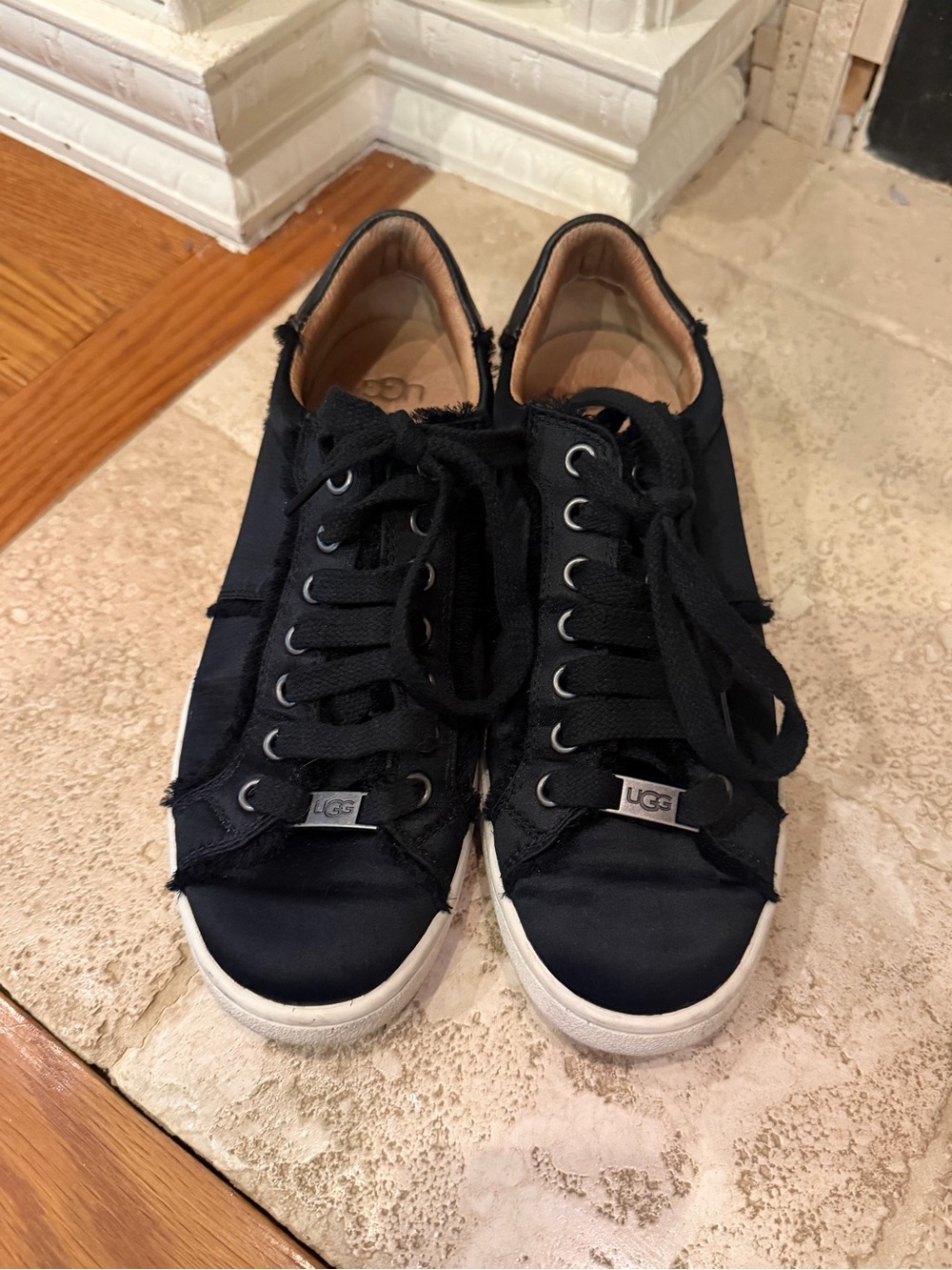 UGG Black Low-Profile Canvas Lace-Up Sneakers